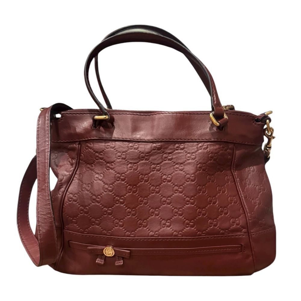 GUCCI Bordeaux Guccisima Leather Mayfair Princey 2way Satchel Auth Ex++